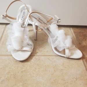 Badgley Mischka bridal white rose heels